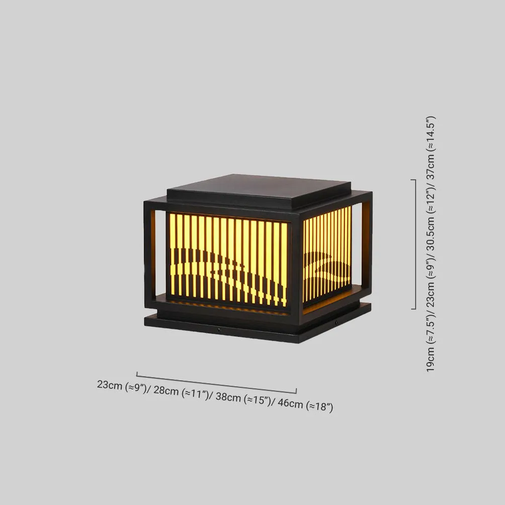 Arcato Vintage Metal Outdoor Pillar Light - Black Square for Garden