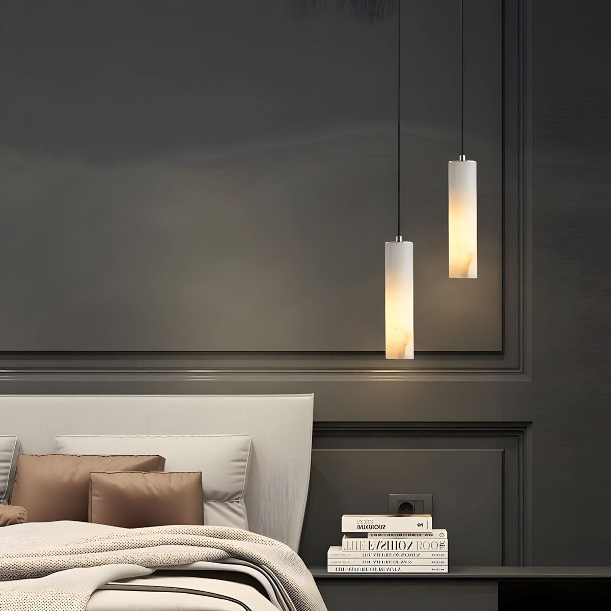 Modern Alabaster Ring Chandelier – Natural Stone Halo Pendant Light
