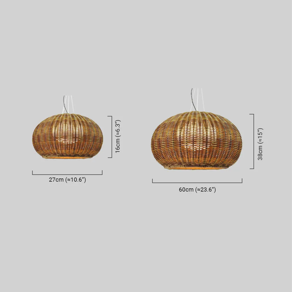 Bamburo Rustic Brown Outdoor Pendant Light - Bamboo Acrylic Lantern Garden