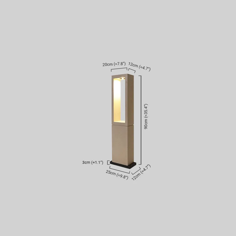 Sandora Modern Metal Outdoor Path Light - Gray Rectangular Hollow Walkway
