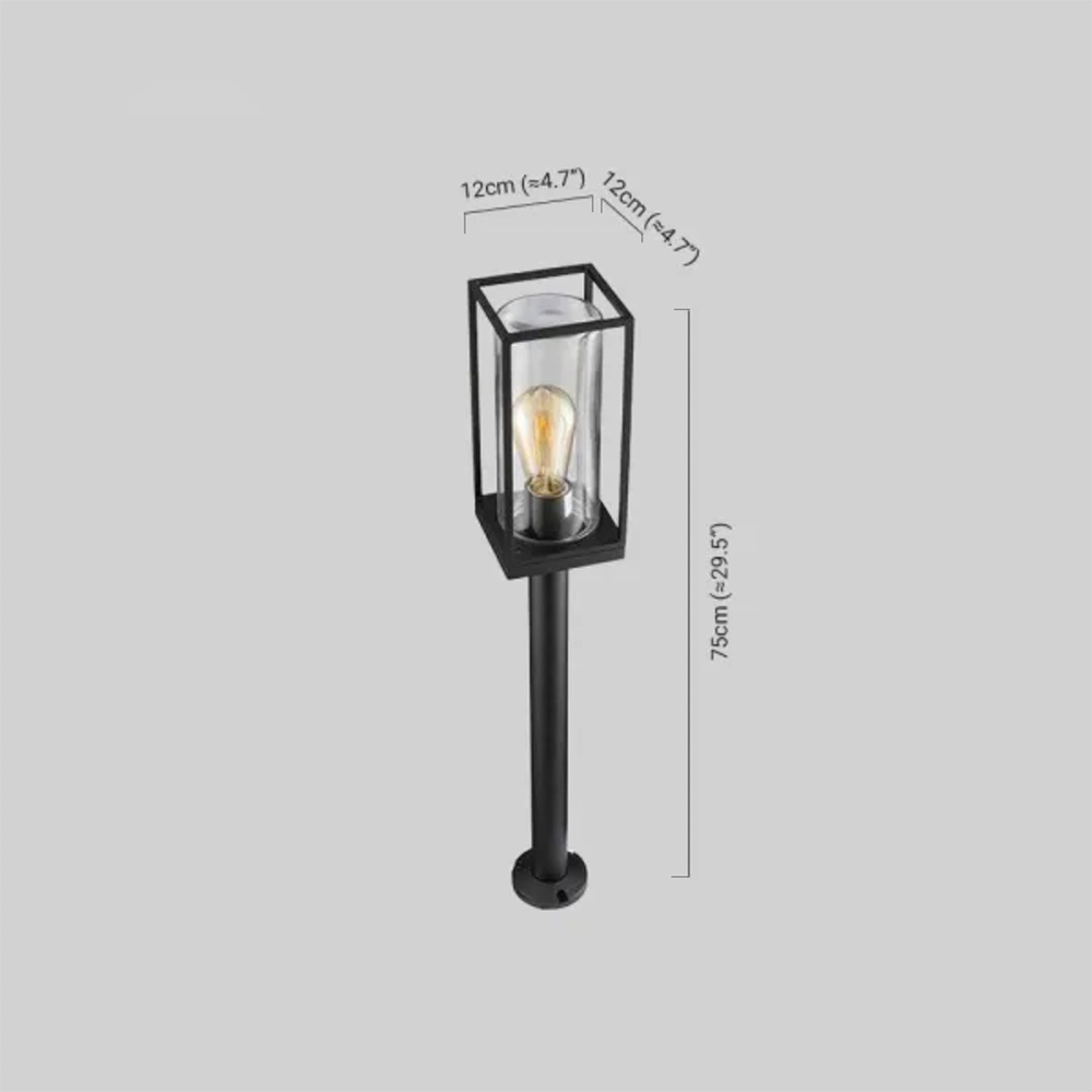 Irondale Industrial Modern Rectangular Outdoor Pathway Light - Black Metal for Courtyard