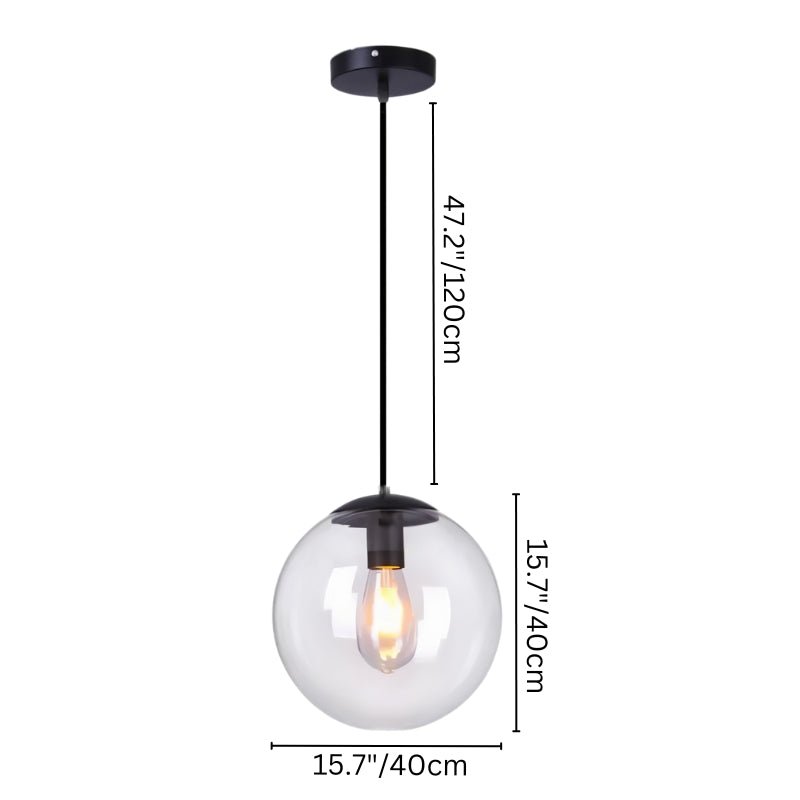 nuvlight Dysira Modernist Hand-Blown Clear Globe Pendant