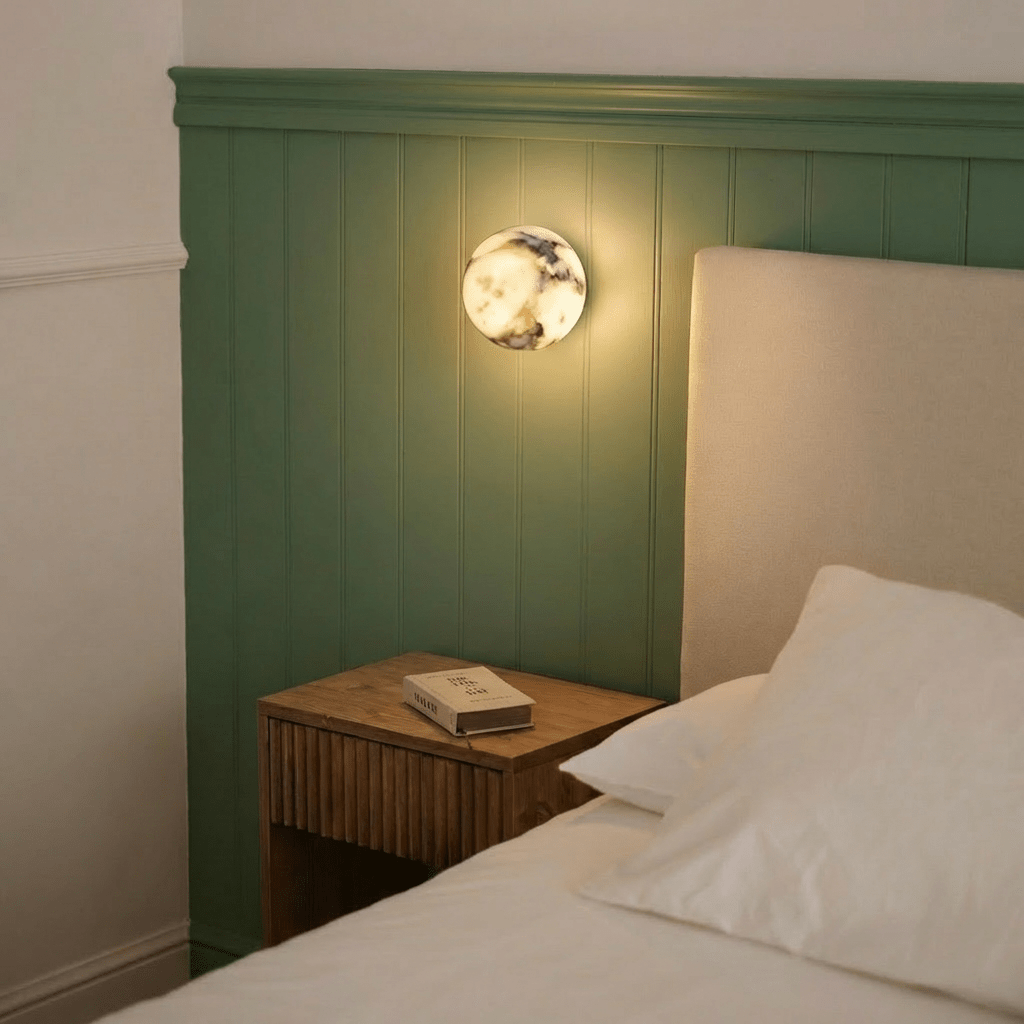 nuvlight Elune Modernist Glowing Stone Sphere Wall Sconce
