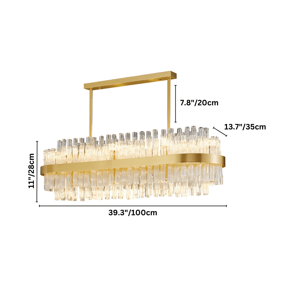 nuvlight Fylux Modernist Tiered Sculptural Glass Chandelier
