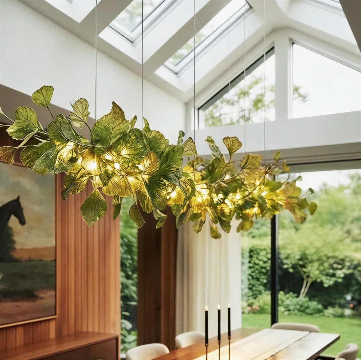 nuvlight Hanita Modernist Hand-Cast Copper Ginkgo Leaf Chandelier