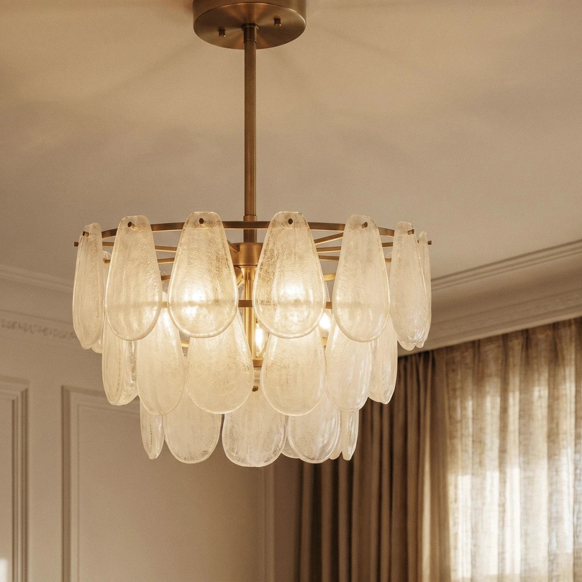 nuvlight Yagla Modernist Cascading Teardrop Glass Chandelier