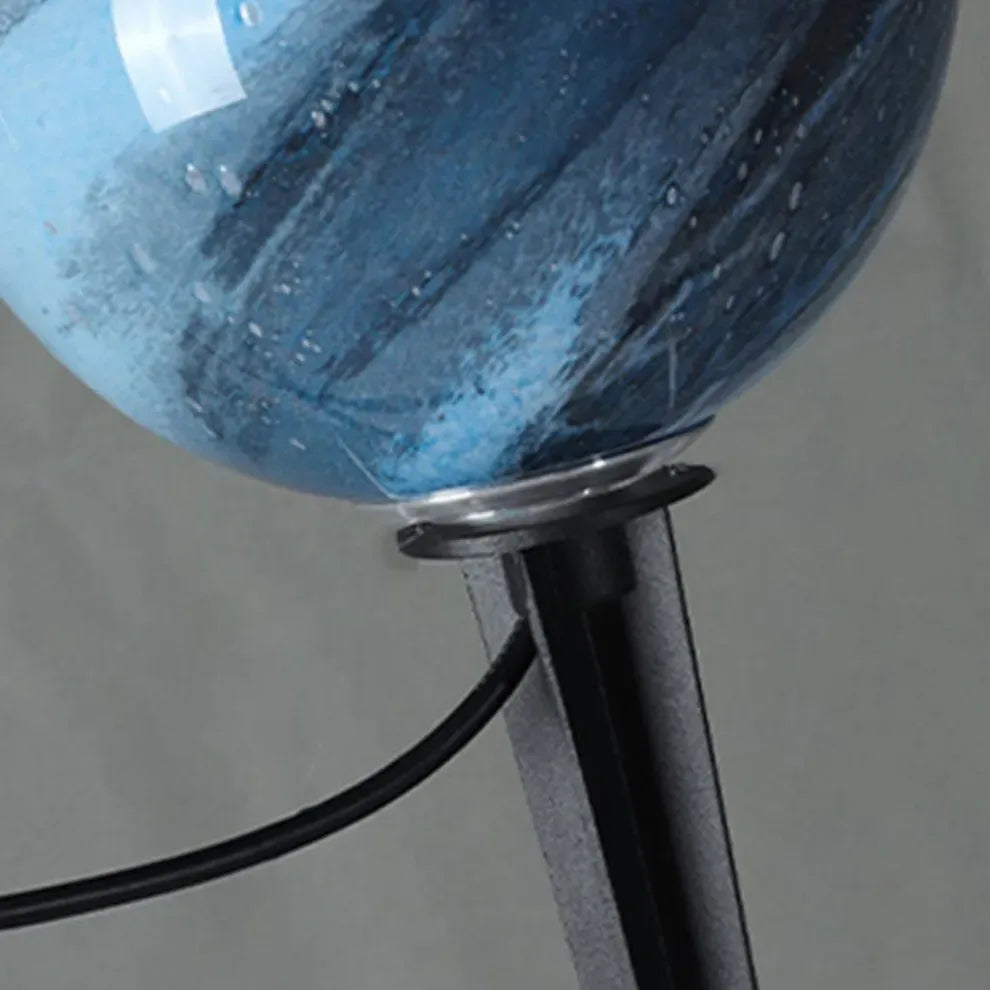 Lunara Nordic Planet Solar Outdoor Ground Lamp Metal in Blue & Yellow for Garden