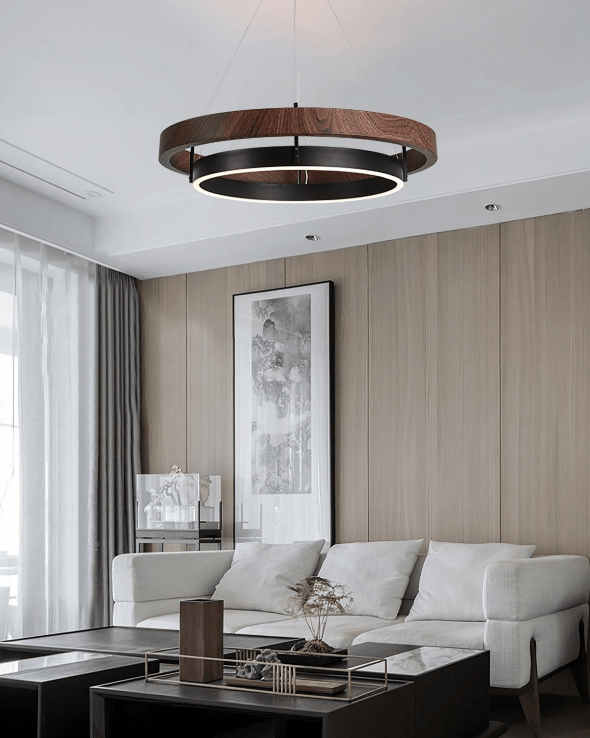 Haloa Minimalist Ring Pendant - Modern LED Circular Chandelier for Living Room & Foyer