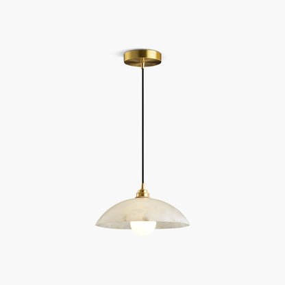 Modern Alabaster Pendant Light with Copper Accents