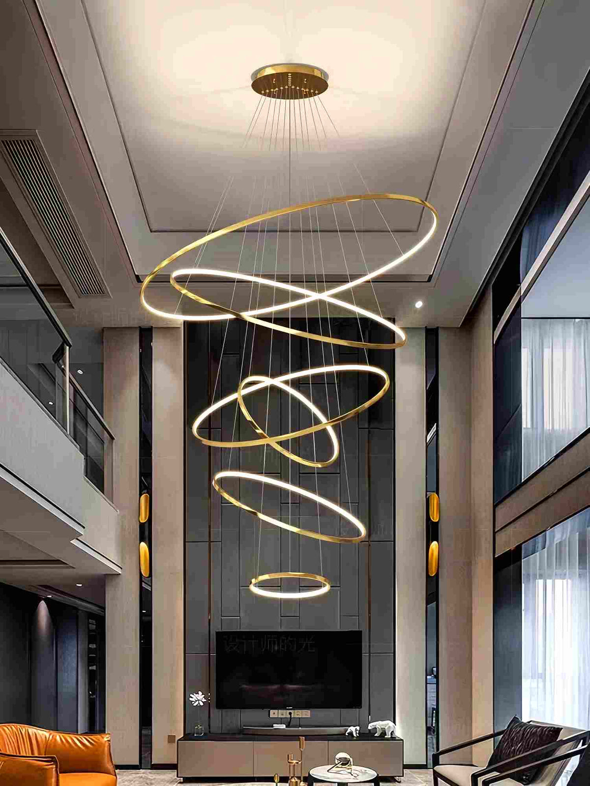 Tiered Ring Chandelier for Foyer and High Ceiling
