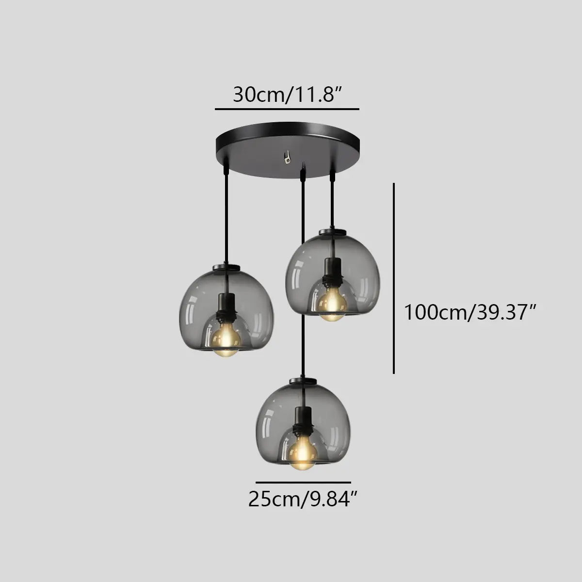 Nuvlight Smoky Grey Glass Pendant Light