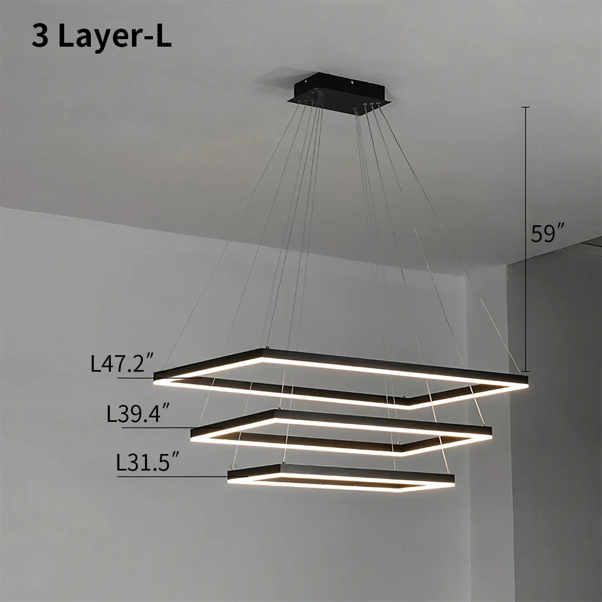 Black Linear Chandelier for Dining Table