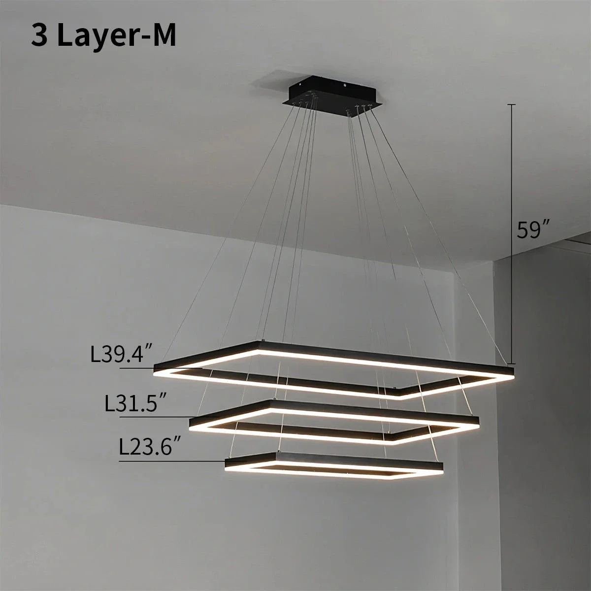 Black Linear Chandelier for Dining Table