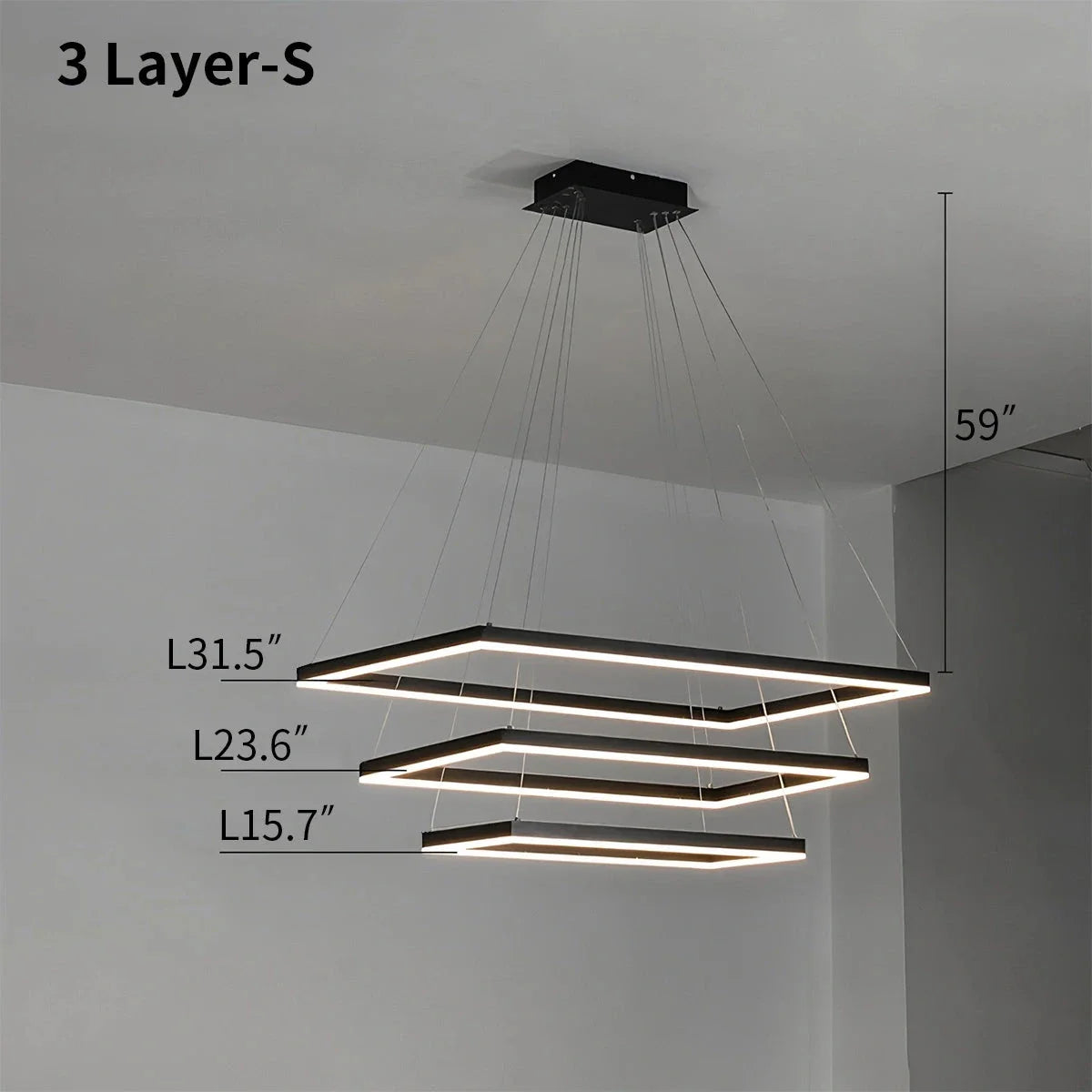 Black Linear Chandelier for Dining Table