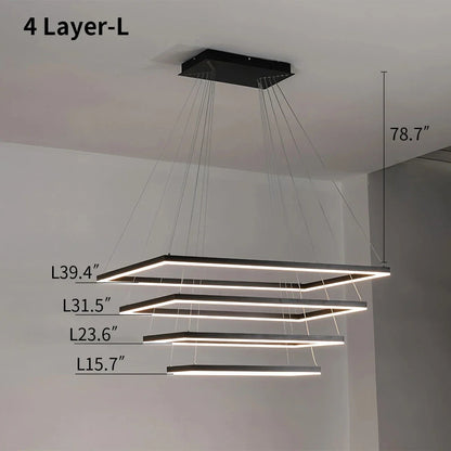 Black Linear Chandelier for Dining Table