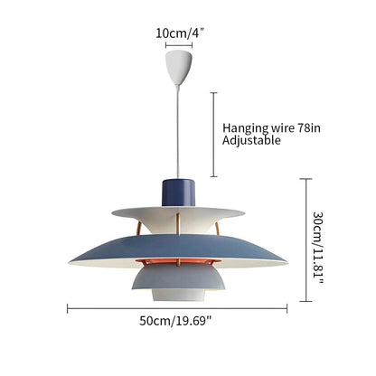 Blue PH5 multi pendant lamp dimensions