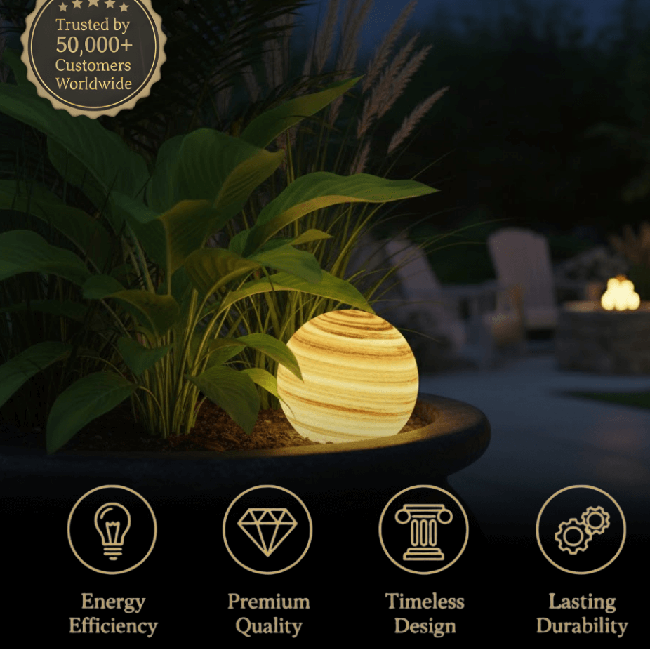 Lunara Nordic Planet Solar Outdoor Ground Lamp Metal in Blue & Yellow for Garden