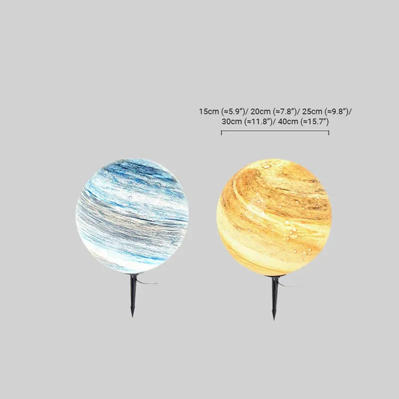 Lunara Nordic Planet Solar Outdoor Ground Lamp Metal in Blue & Yellow for Garden