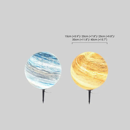 Lunara Nordic Planet Solar Outdoor Ground Lamp Metal in Blue & Yellow for Garden