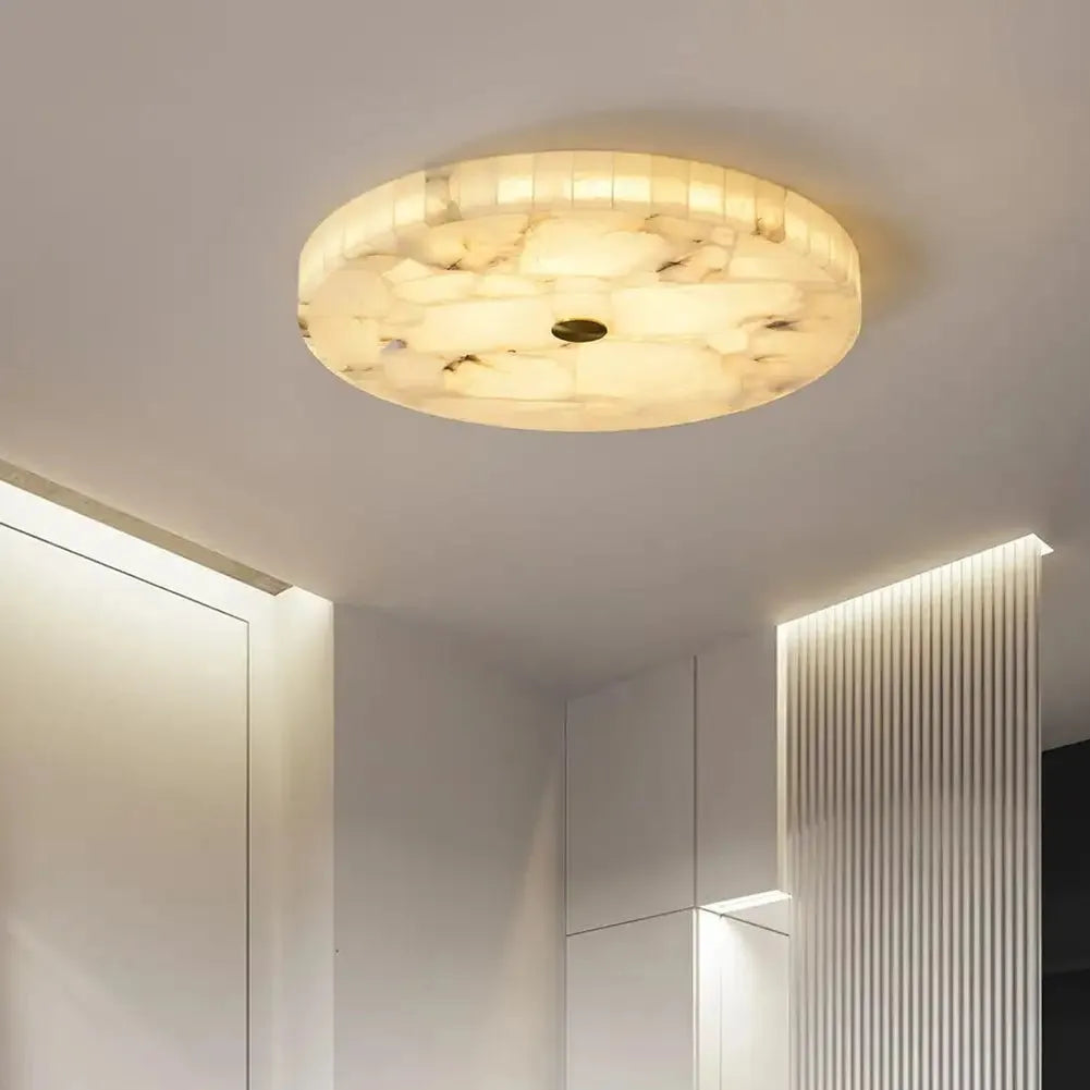 BAGUETTE Moonshade Natural Marble Flush Mount Ceiling Light