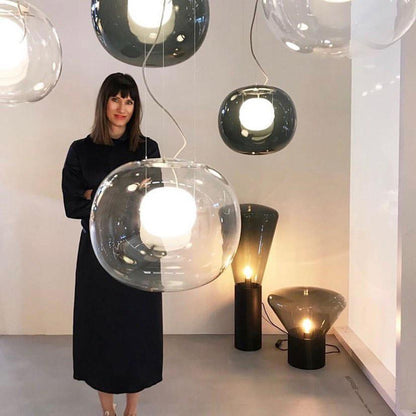 Glass Globe Pendant Light for Living Room and Foyer