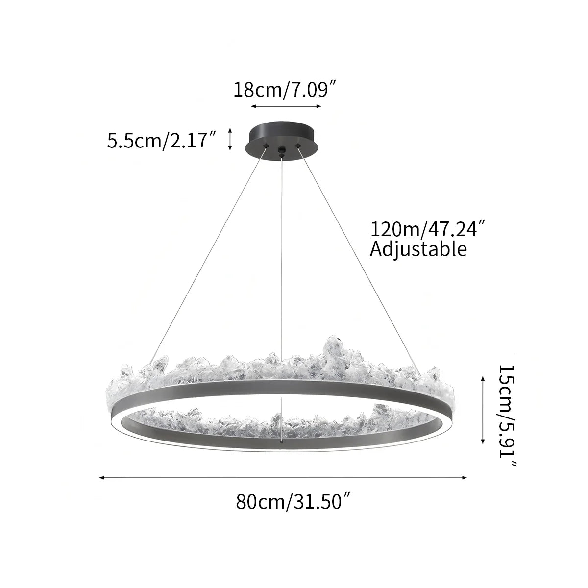 Textured Glass Chandelier for Dining and Living Room