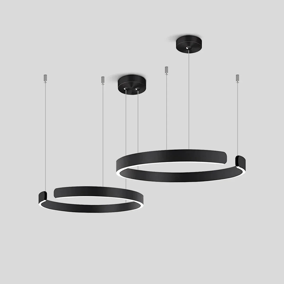 Nuvlight Modern Ring LED Chandelier for Living Room Black