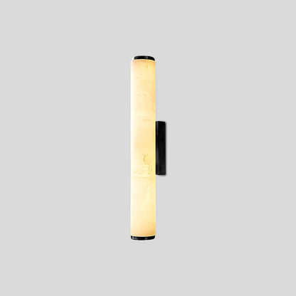 Nuvlight Modern Cylindrical Spanish Alabaster Wall Sconce Black