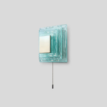 Nuvlight Italy Murano Water Ripple Glass Wall Lamp Blue Pulling Rope Style Warm Light