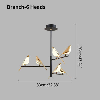 Gold Bird Chandelier for Living Room
