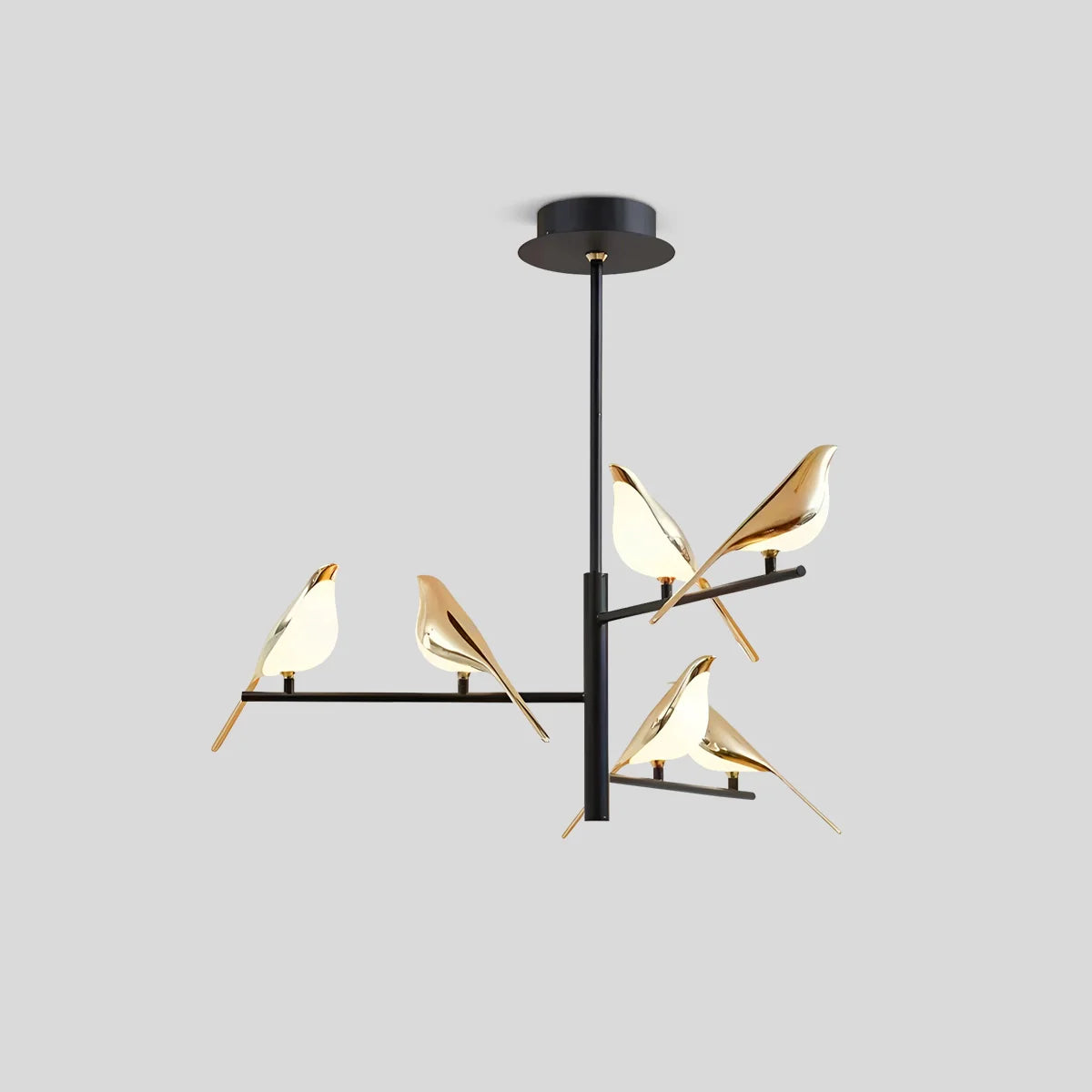 Nuvlight  Modern Gold Birds LED Chandelier Branch-6 Heads Warm Light