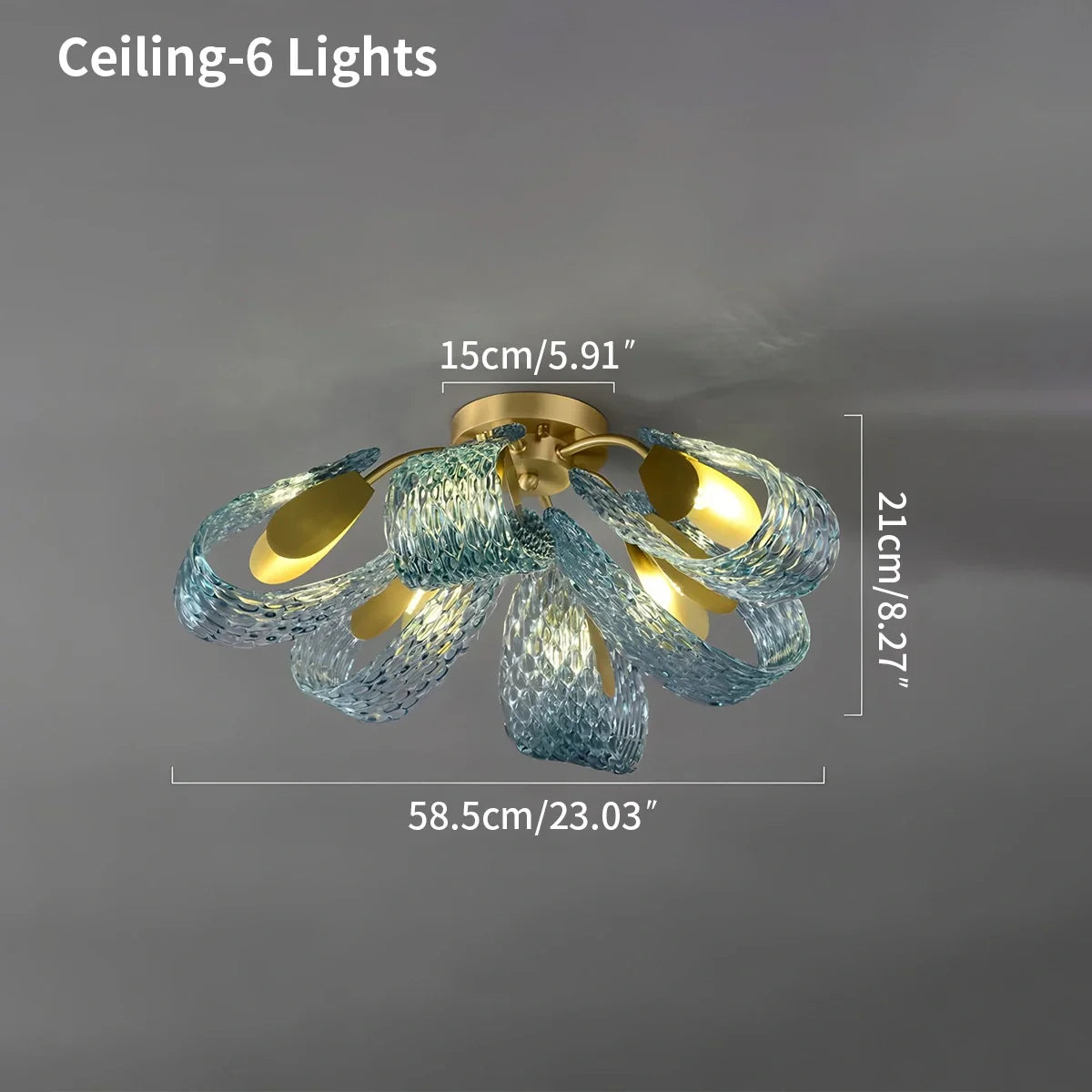 Blue Rippled Glass Chandelier for Dining Room
