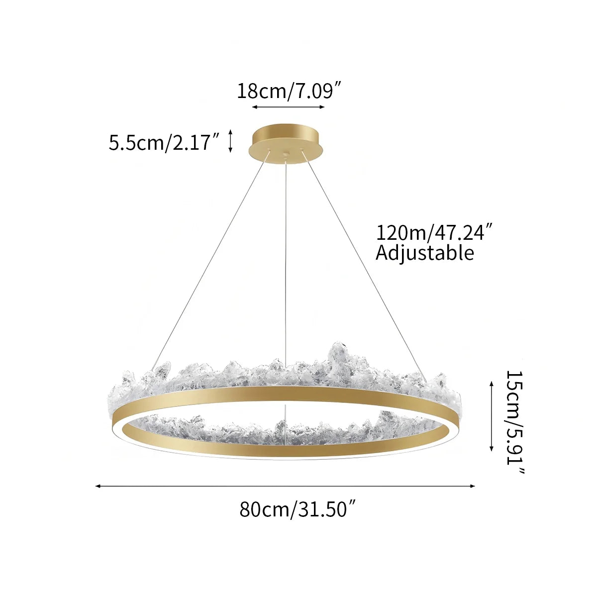 Textured Glass Chandelier for Dining and Living Room
