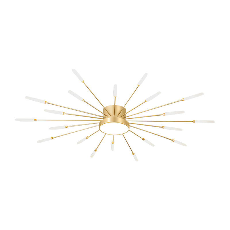 Nuvlight Fireworks Swirl Ceiling Light for Living Room Gold 20+1 Lights Dimmable With Remote