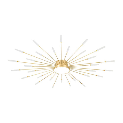 Nuvlight Fireworks Swirl Ceiling Light for Living Room Gold 30+1 Lights Dimmable With Remote