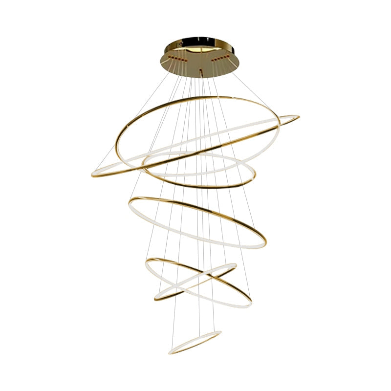 Tiered Ring Chandelier for Foyer and High Ceiling