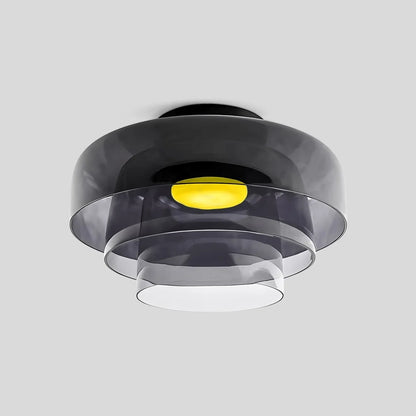  Colored Glass Ceiling Light for Bedroom Gray 3 Layer D42cm / 16.54″