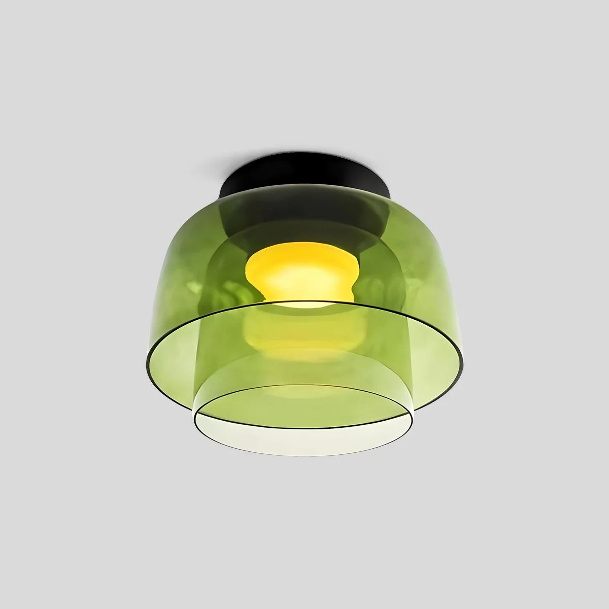  Colored Glass Ceiling Light for Bedroom Green 2 Layer D32cm / 12.60″