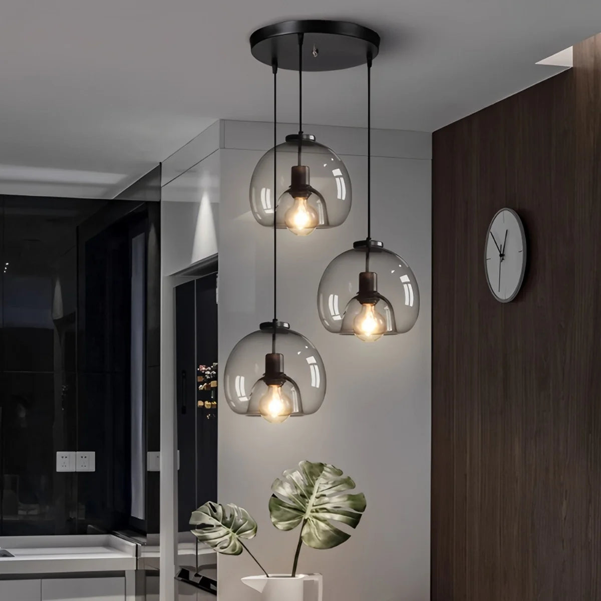 Nuvlight Smoky Grey Glass Pendant Light