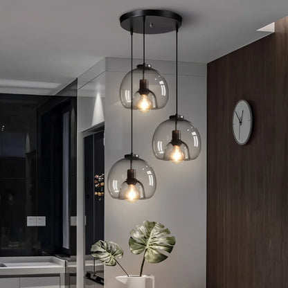 Nuvlight Smoky Grey Glass Pendant Light