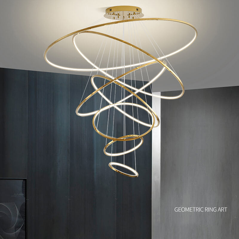 Tiered Ring Chandelier for Foyer and High Ceiling