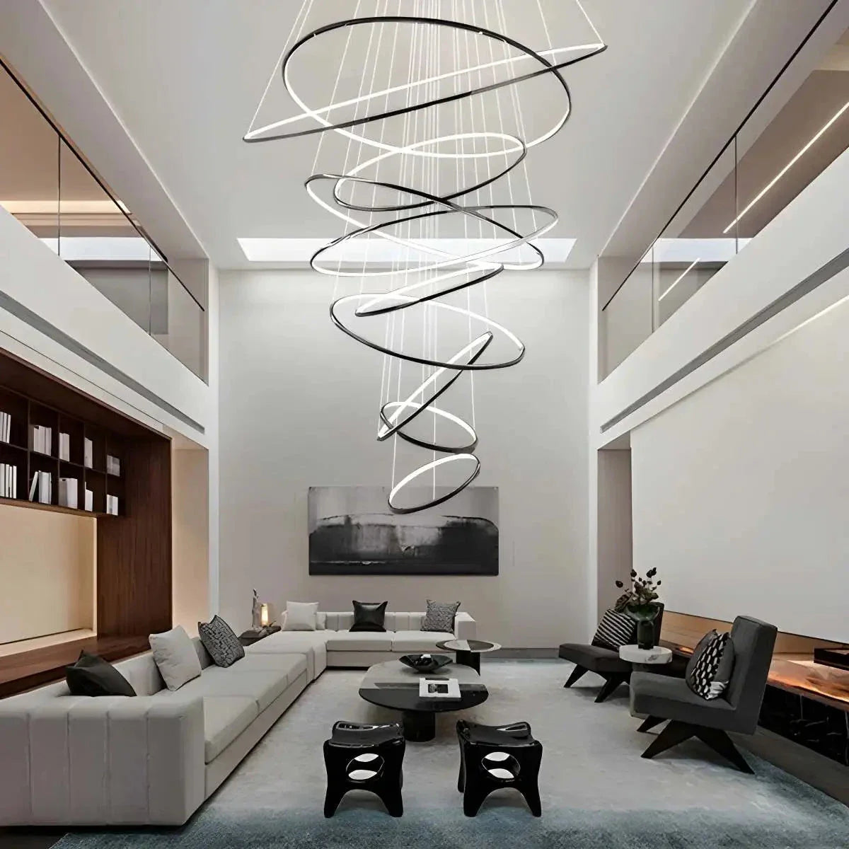 Tiered Ring Chandelier for Foyer and High Ceiling