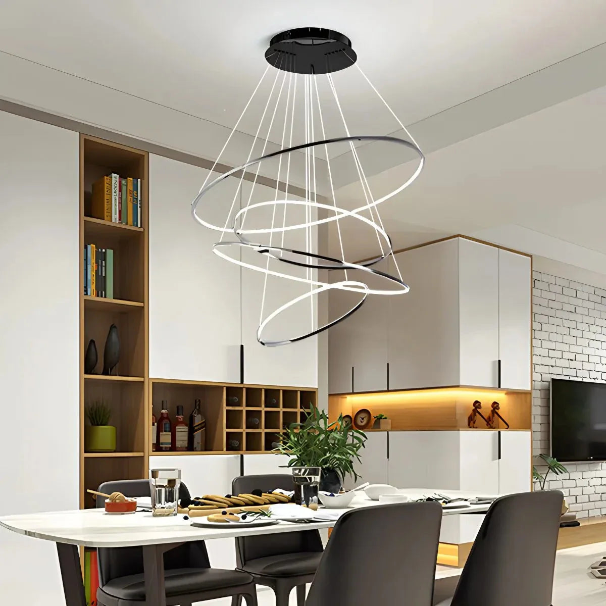 Tiered Ring Chandelier for Foyer and High Ceiling
