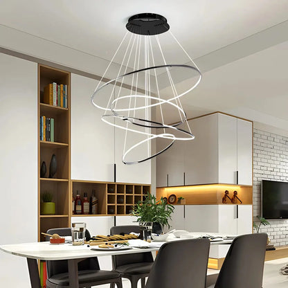 Tiered Ring Chandelier for Foyer and High Ceiling