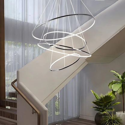 Tiered Ring Chandelier for Foyer and High Ceiling