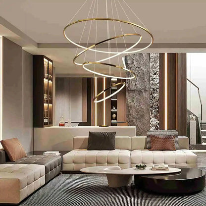 Tiered Ring Chandelier for Foyer and High Ceiling