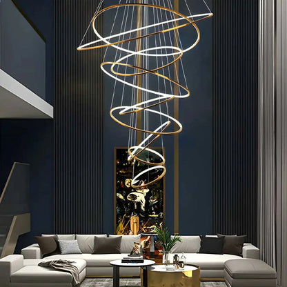Tiered Ring Chandelier for Foyer and High Ceiling