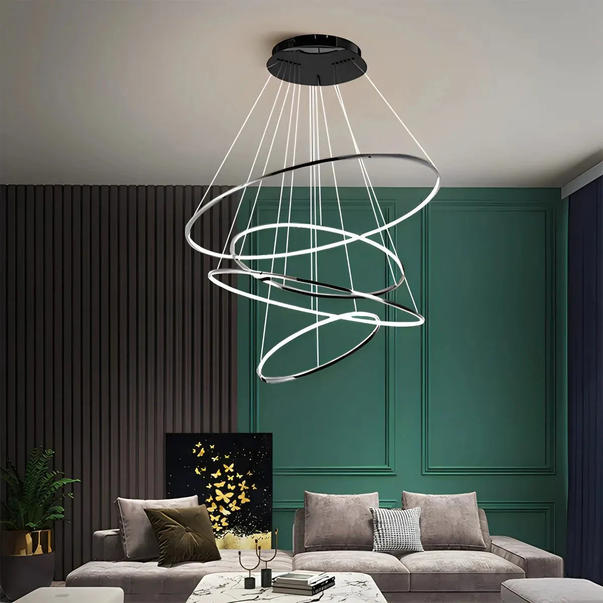 Tiered Ring Chandelier for Foyer and High Ceiling