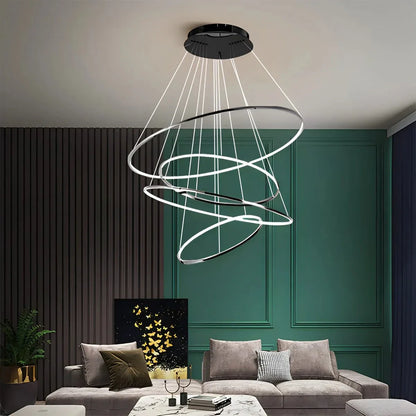Tiered Ring Chandelier for Foyer and High Ceiling