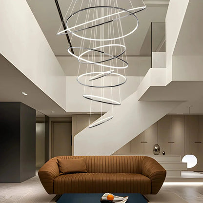 Tiered Ring Chandelier for Foyer and High Ceiling